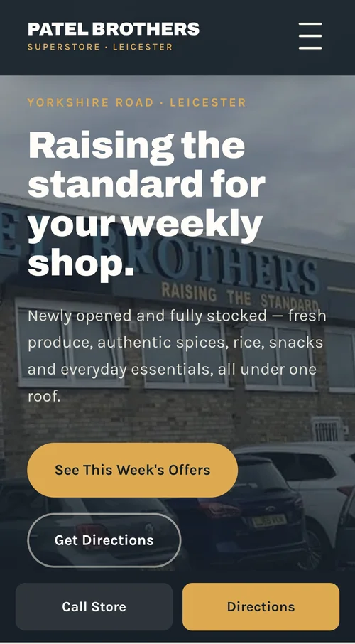 Patel Brothers Superstore, mobile view